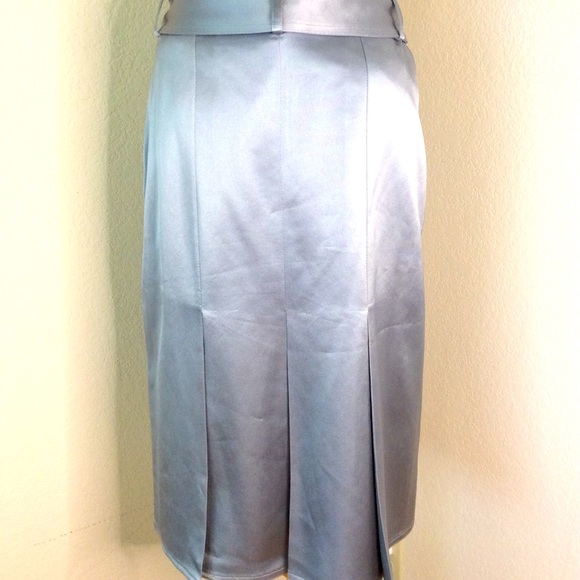 Oscar De Larenta skirt vintage skirt pleated metallic silver mid century modern - Picture 4 of 8